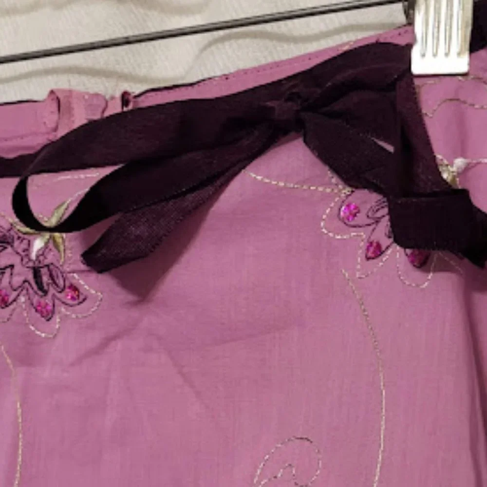 Trixxi Junior's Vintage Lavender Floral Embroidered Midi A-Line Skirt Size 3 🐈 - Picture 5 of 12